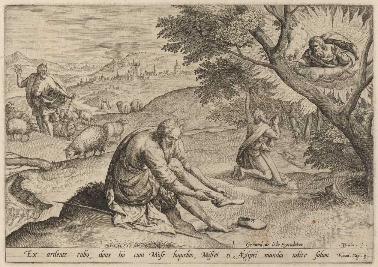 Dio appare a Mosè, 1585 da Johann Sadeler I