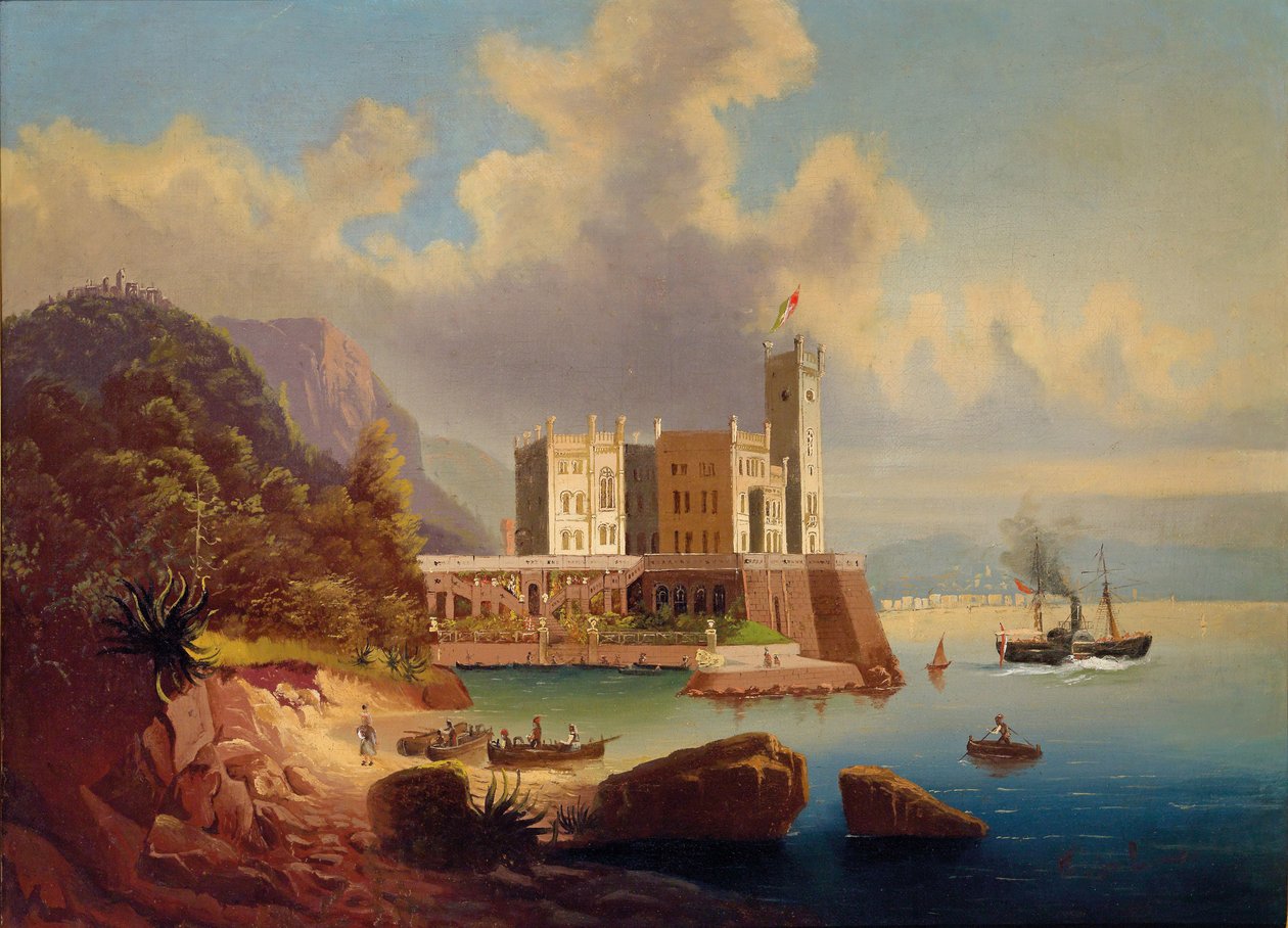 Veduta del Castello di Miramare e Trieste da Johann Wilhelm Jankowski