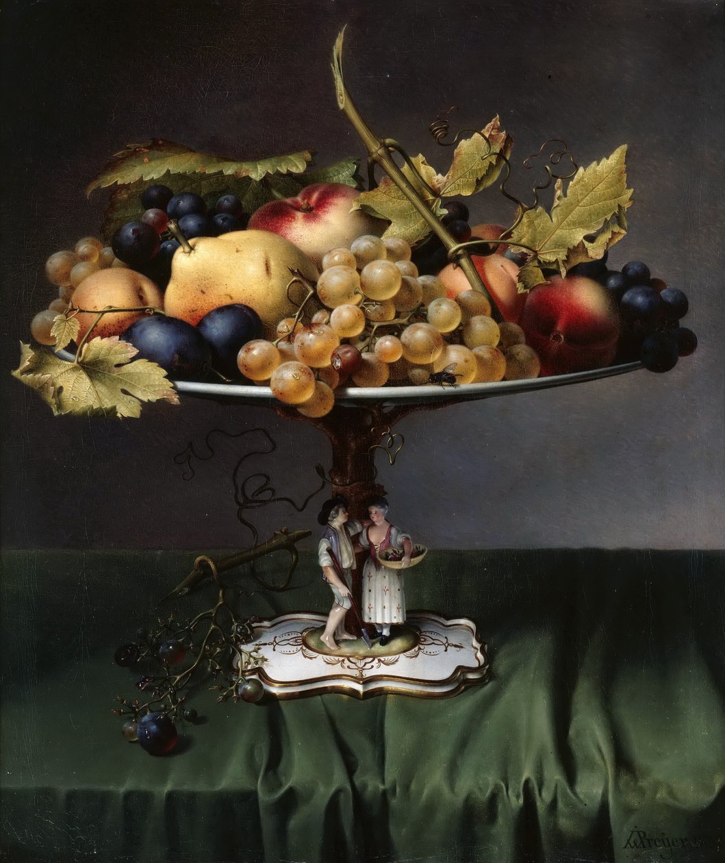 Frutti su un piatto di porcellana da Johann Wilhelm Preyer