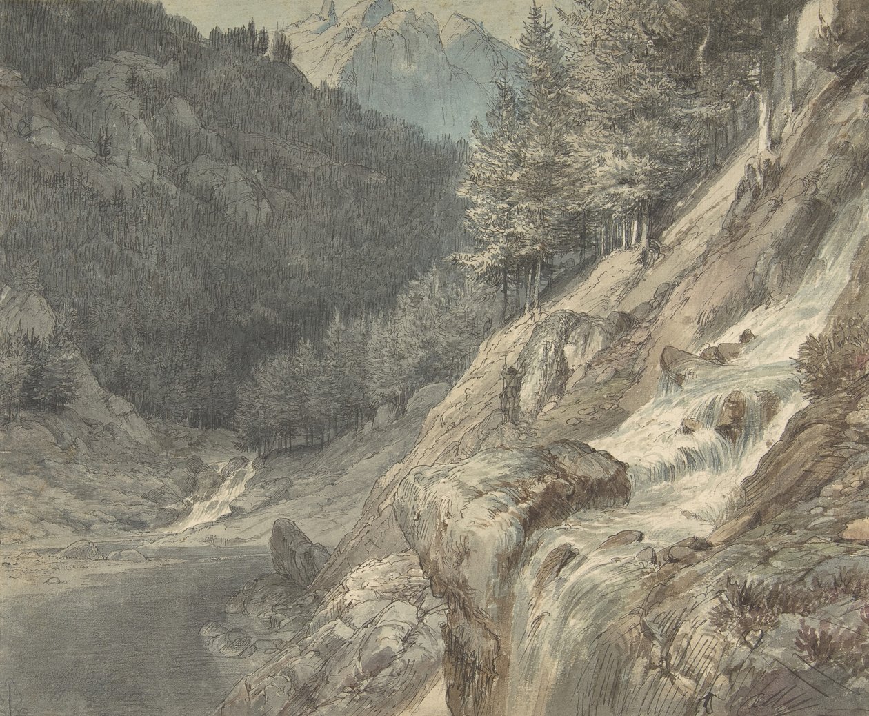 Paesaggio montuoso con un fiume, 1807-63 da Johann Wilhelm Schirmer