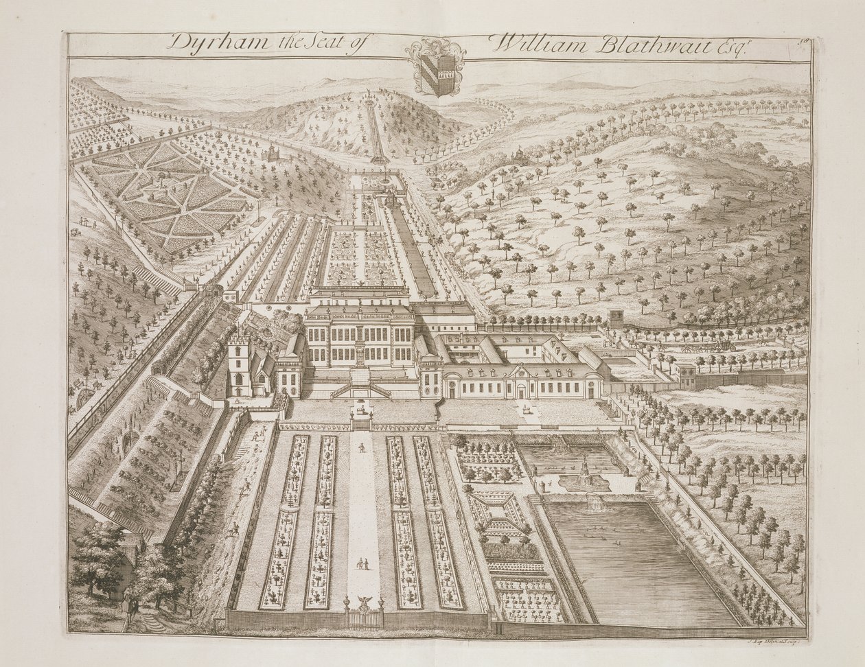Parco di Dyrham, la Residenza di William Blathwayt (c.1649-1717) da Johannes Kip