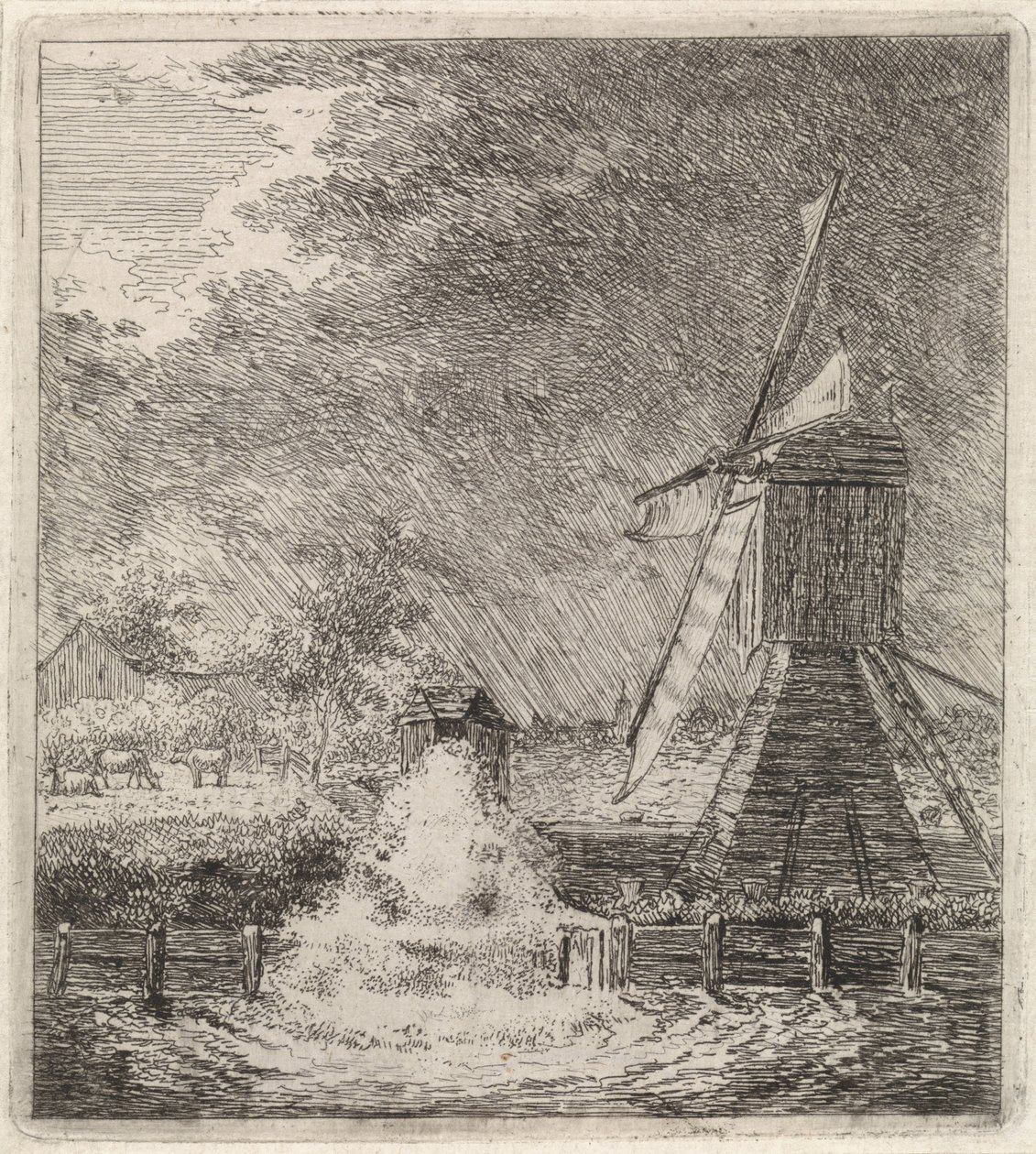 Paesaggio con mulino ad acqua da Johannes Christiaan Janson