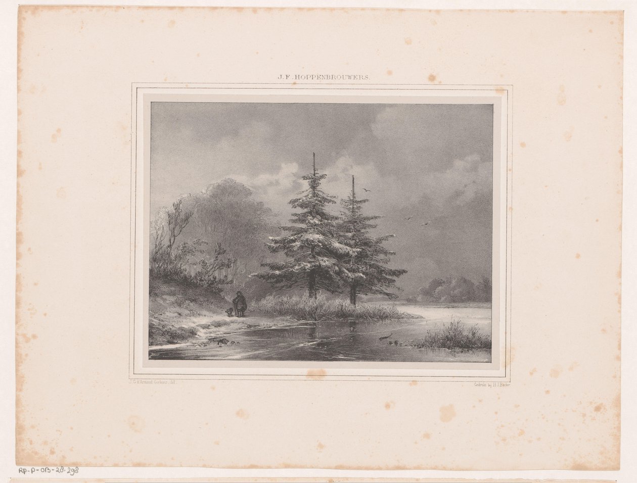 Paesaggio invernale con due pini da Johannes Christiaan d