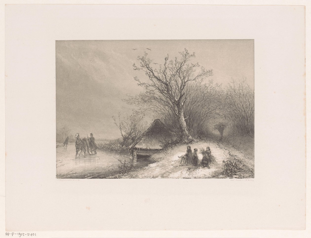Veduta invernale con slitta sul ghiaccio da Johannes Franciscus Hoppenbrouwers