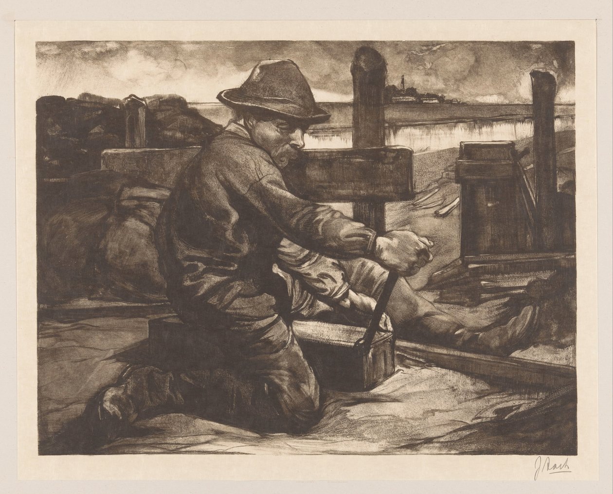Lavoratore con chiave inglese da Johannes Josephus Aarts (signed by artist)