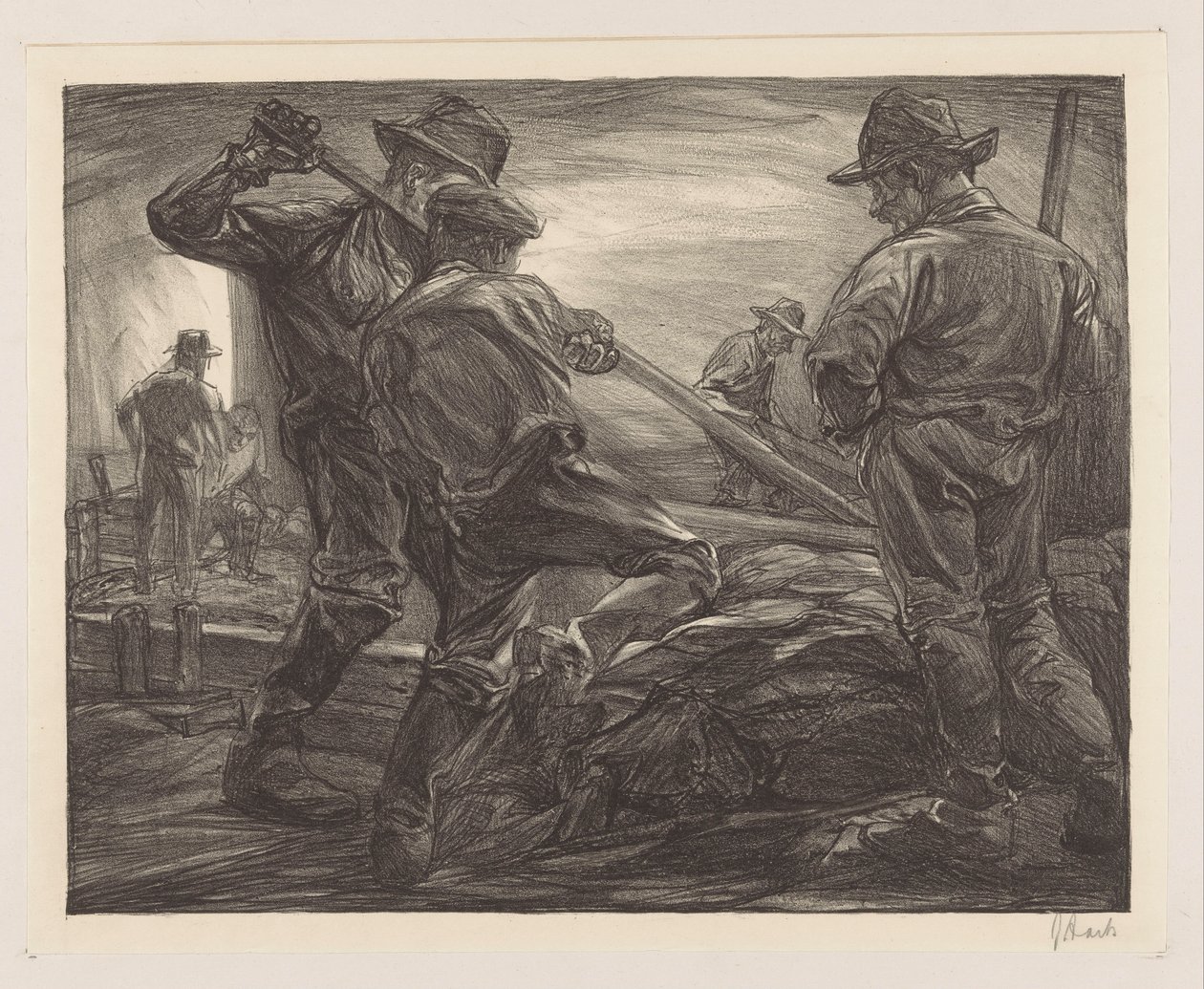 Lavoratori della diga da Johannes Josephus Aarts (signed by artist)