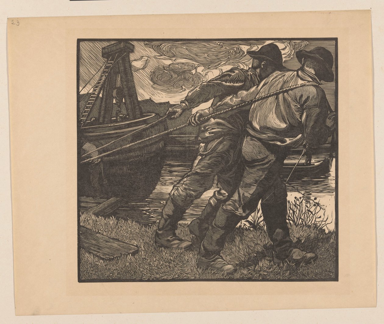 Lavoratori con corde sulla riva da Johannes Josephus Aarts