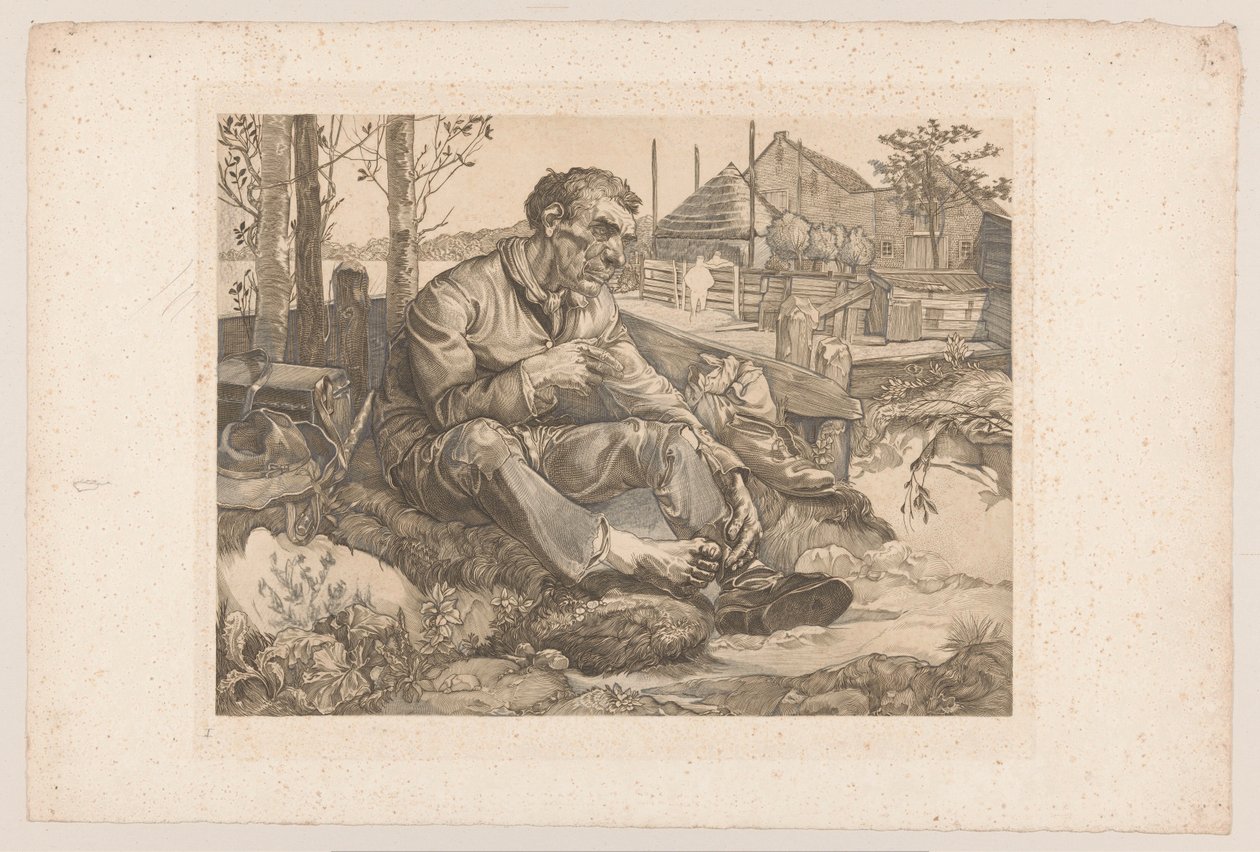 Uomo che riposa presso una fattoria da Johannes Josephus Aarts