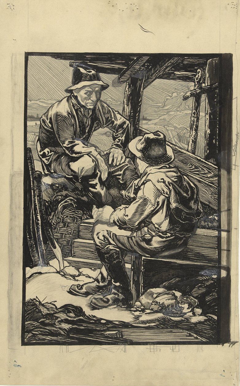 Due operai di diga in una capanna di legno da Johannes Josephus Aarts