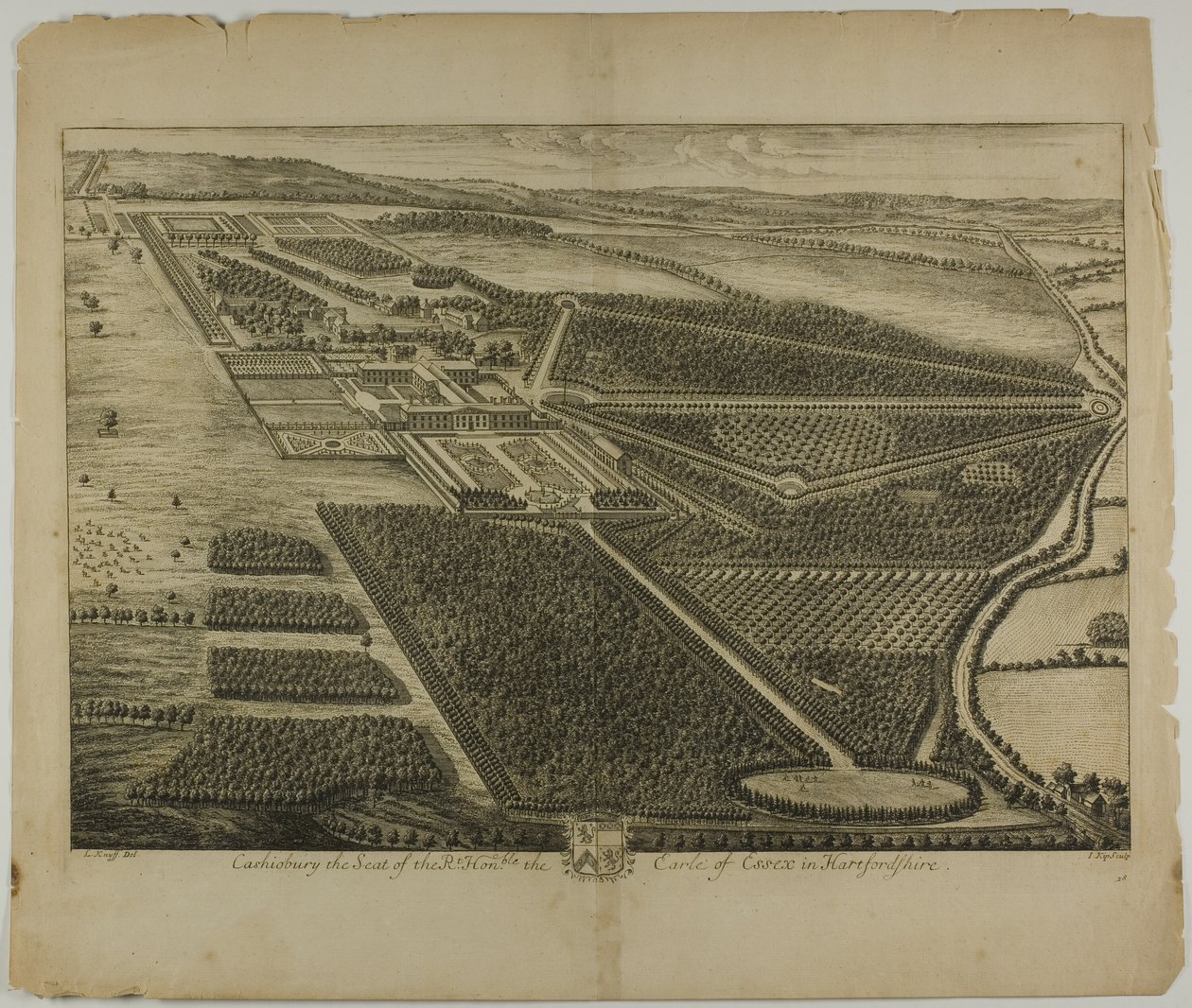 Cashiobury, tavola 28 da Britannia Illustrata da Johannes Kip