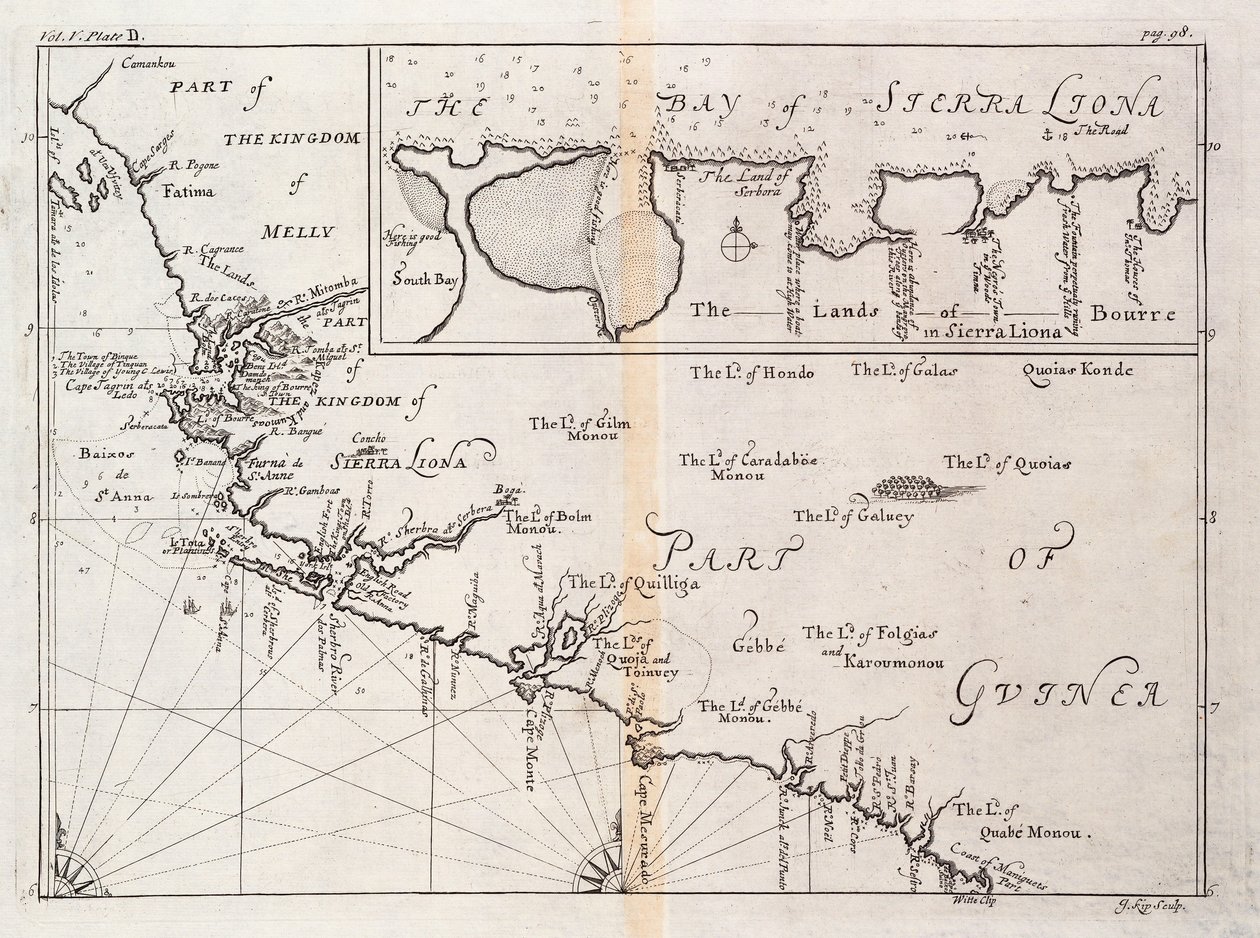 Carta della Sierra Leone, Africa da Johannes Kip