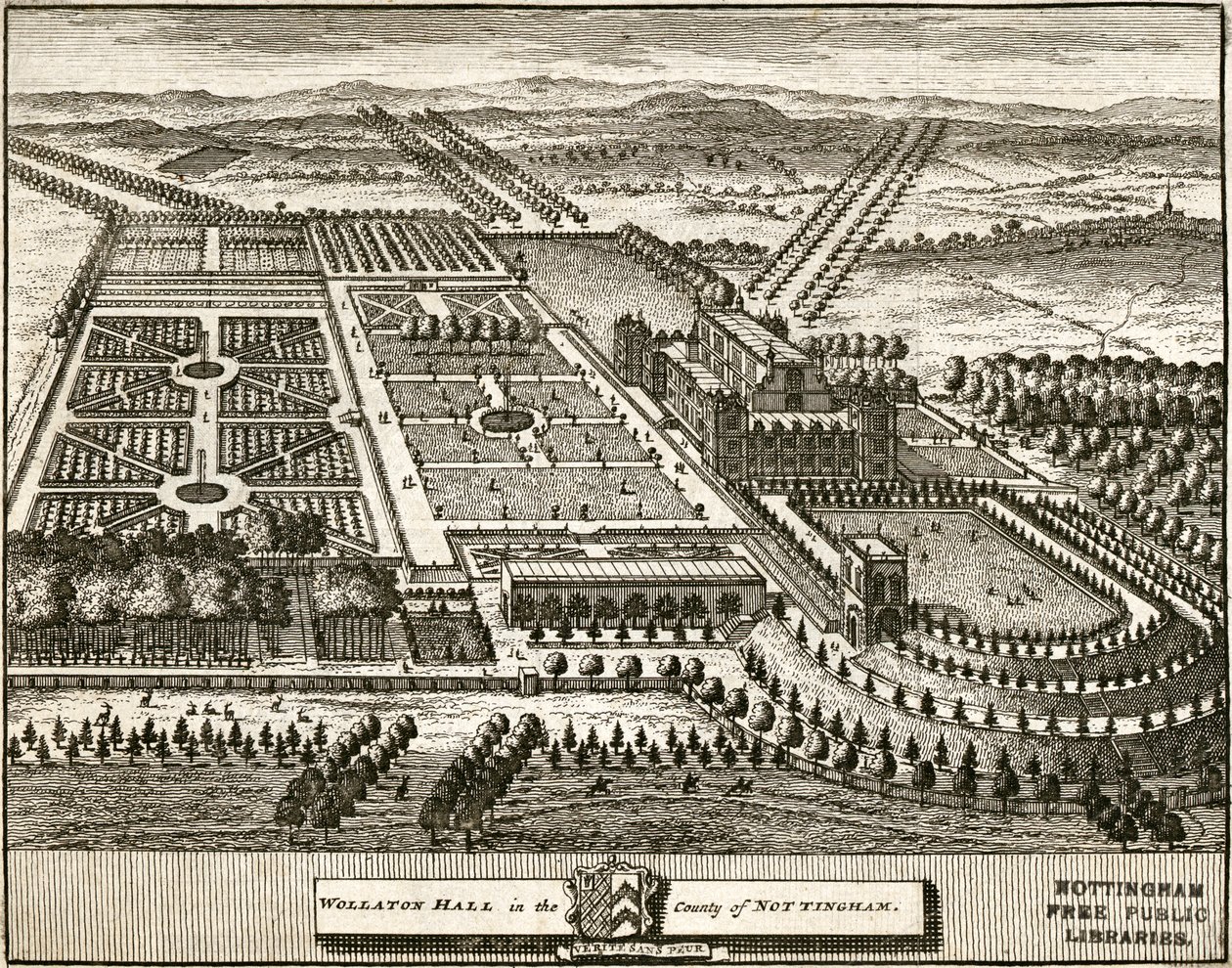Wollaton Hall e Park Nottingham, Nottinghamshire, c1707 da Johannes Kip