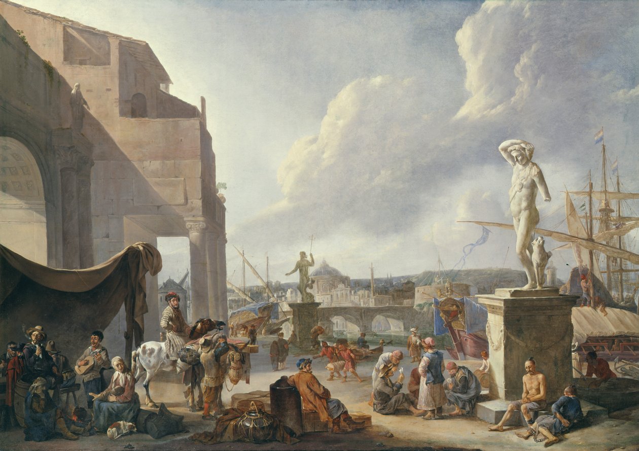 Porto italiano da Johannes Lingelbach