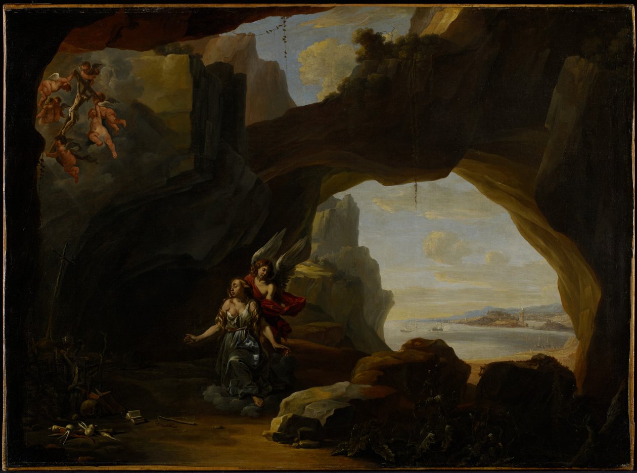 La Maddalena in una grotta, c.1650 da Johannes Lingelbach