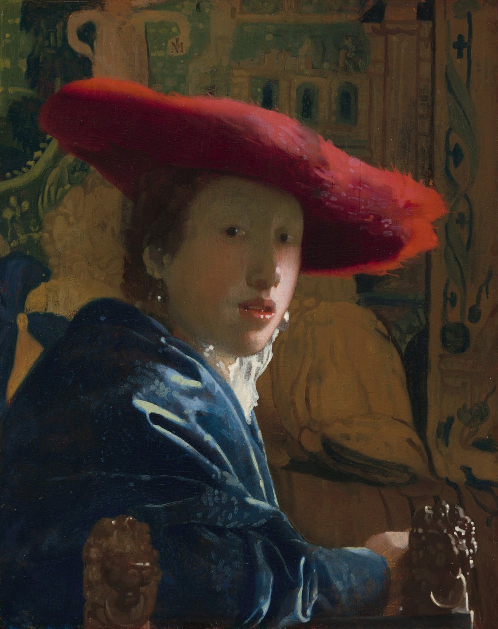 Ragazza con il Cappello Rosso da Johannes Vermeer