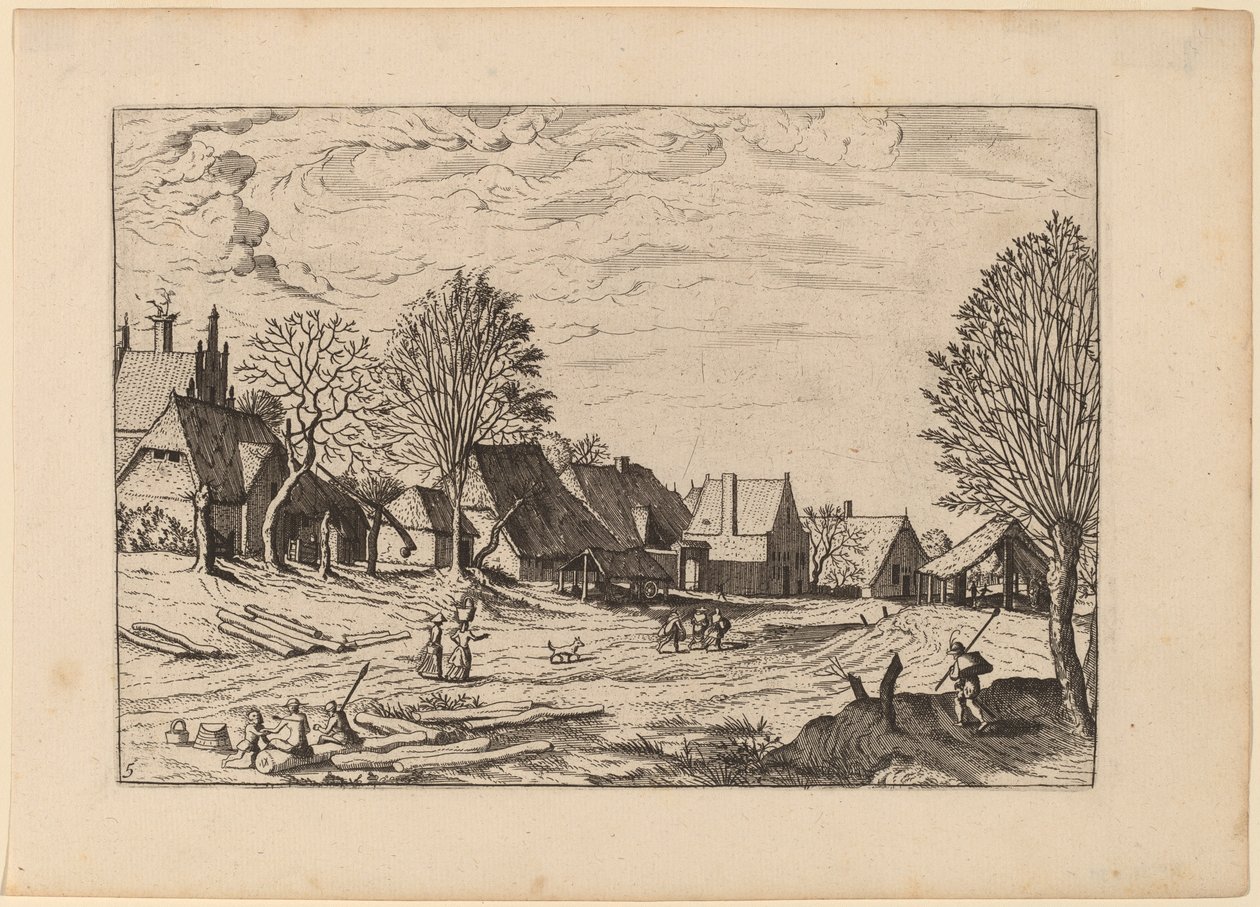 Strada del villaggio da Johannes van Doetechum, the Elder and Lucas