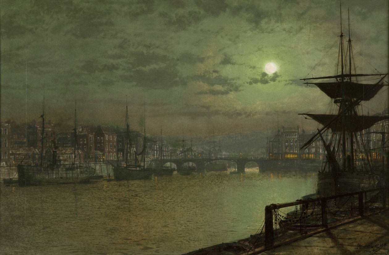 Innescare le lenze, Whitby, 1884 da John Atkinson Grimshaw