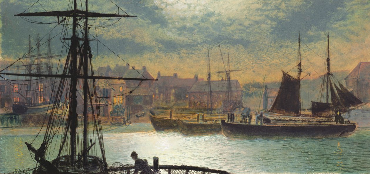 Whitby al chiaro di luna, 1876 da John Atkinson Grimshaw
