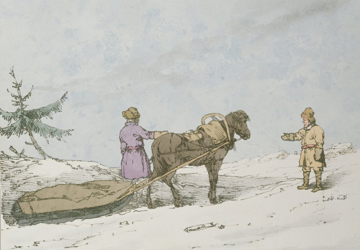Slitta finlandese, 1803 da John Augustus Atkinson