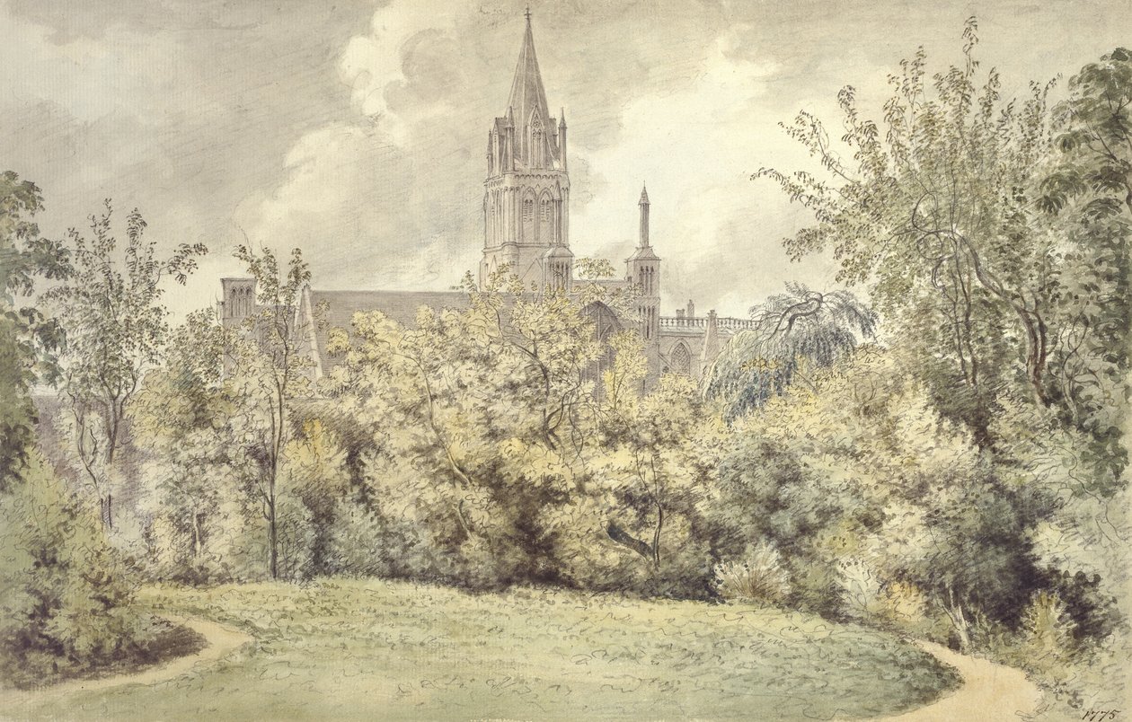 Cattedrale di Christ Church dal Giardino del Decano, 10 giugno 1775 da John Baptist Malchair