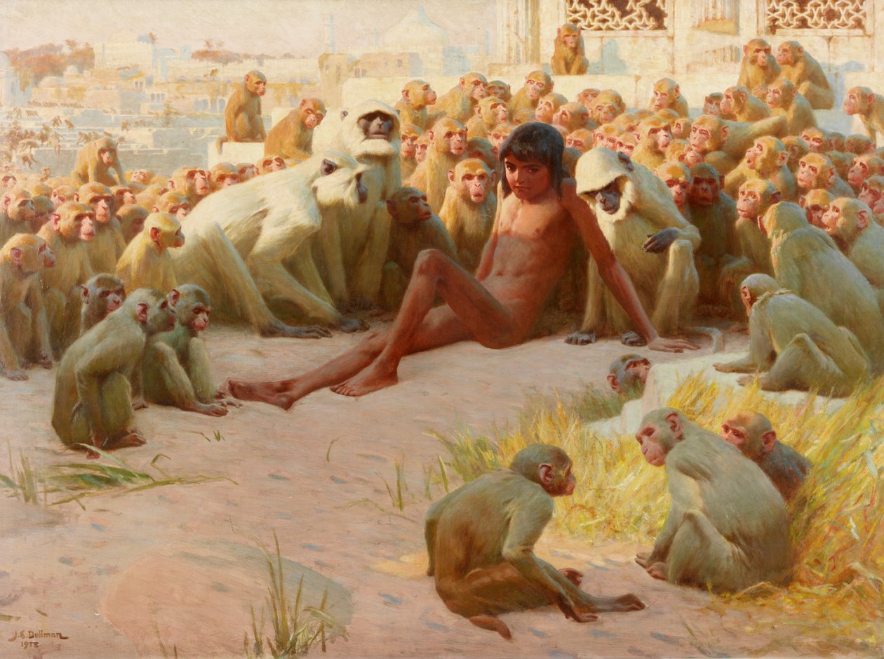 Mowgli nominato Capo dei Bandar-log, 1918 da John Charles Dollman