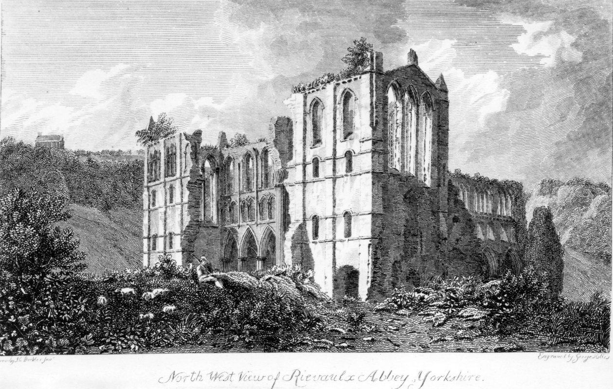Abbazia di Rievaulx, Yorkshire, 1821 da John Chessell Buckler