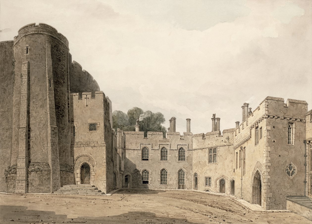 Il cortile interno del castello di Berkeley, Gloucestershire, guardando a nord-est, 1822 da John Chessell Buckler