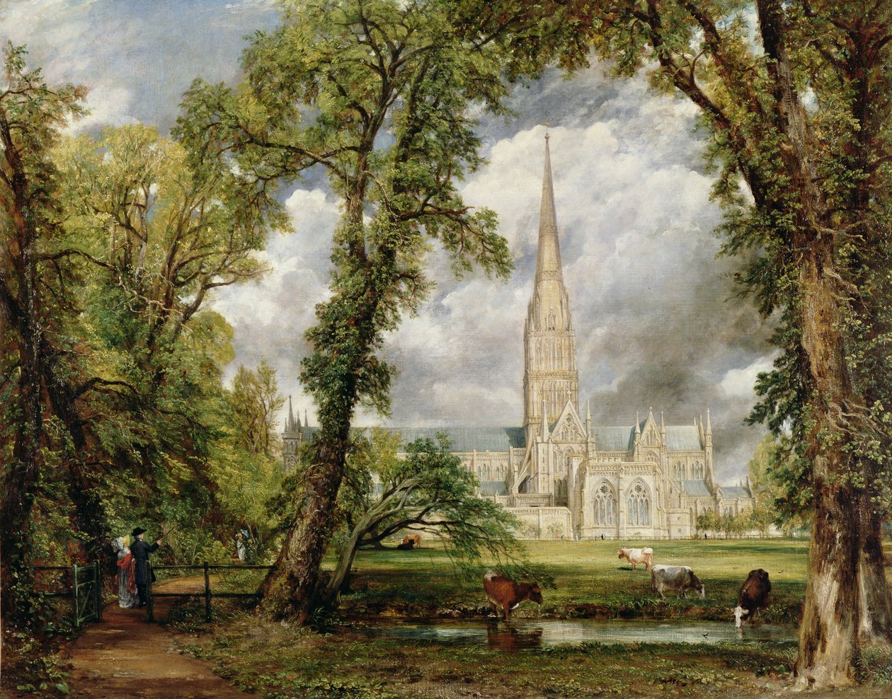 Vista della Cattedrale di Salisbury dai giardini del vescovo, c.1822 da John Constable