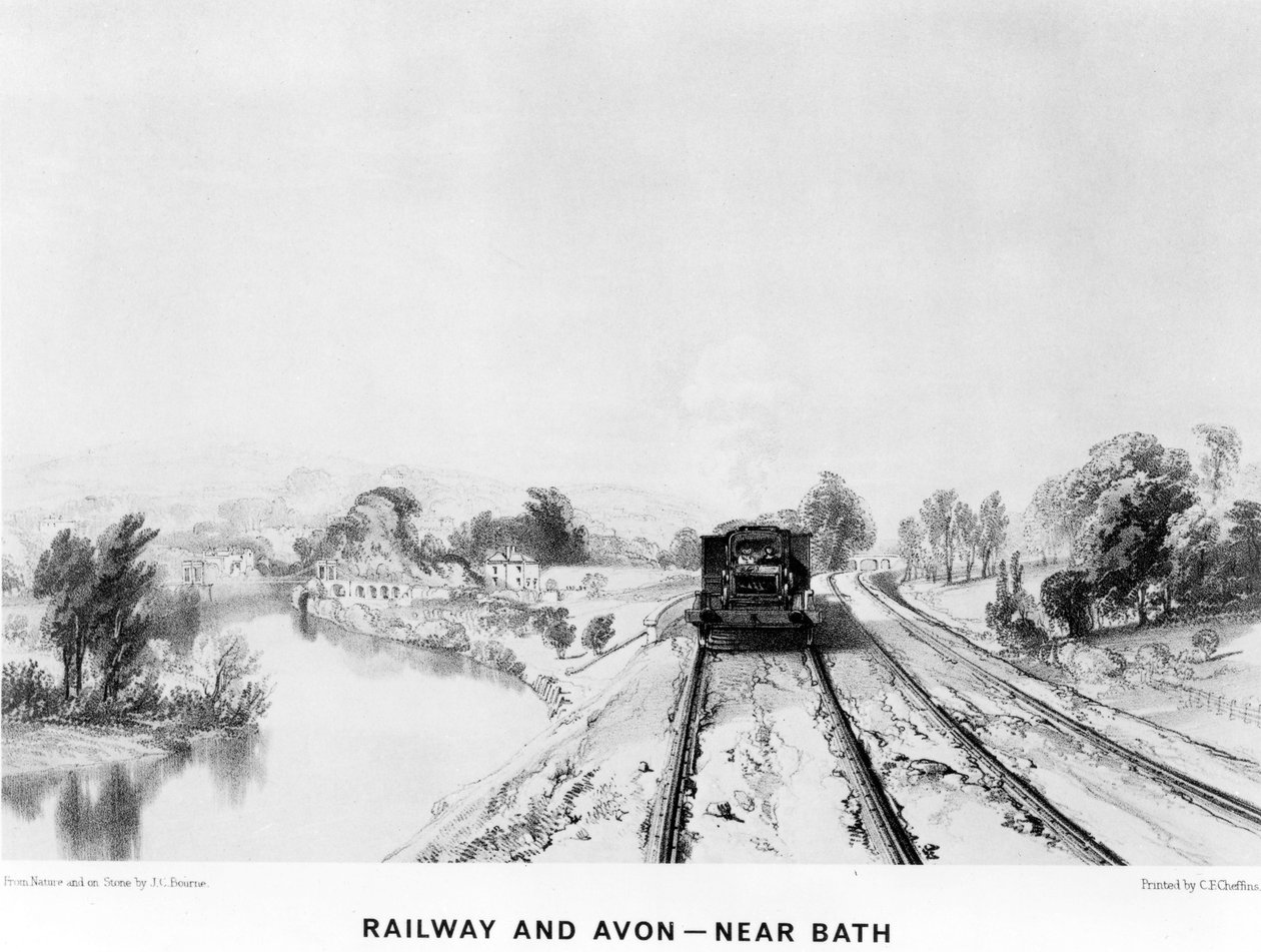 Ferrovia e Avon, vicino a Bath, stampato da C. F. Cheffins, 1843 da John Cooke Bourne