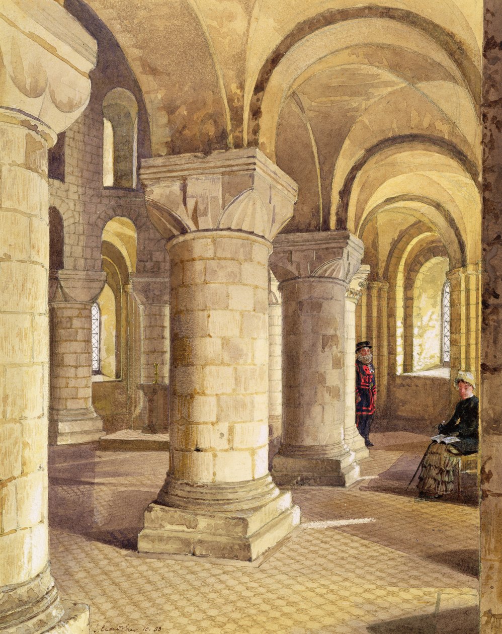 Vista interna della Cappella di San Giovanni, Torre di Londra, 1883 da John Crowther