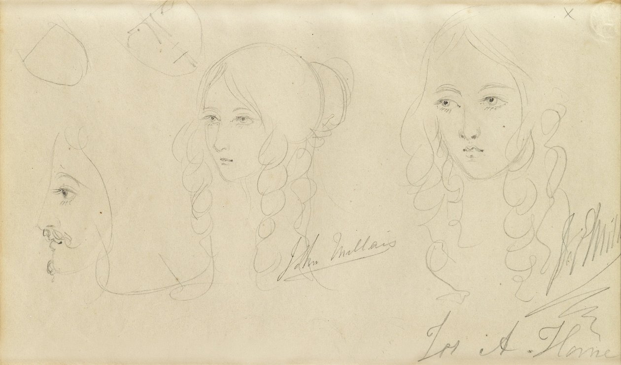 Schizzi della testa di una ragazza da John Everett Millais