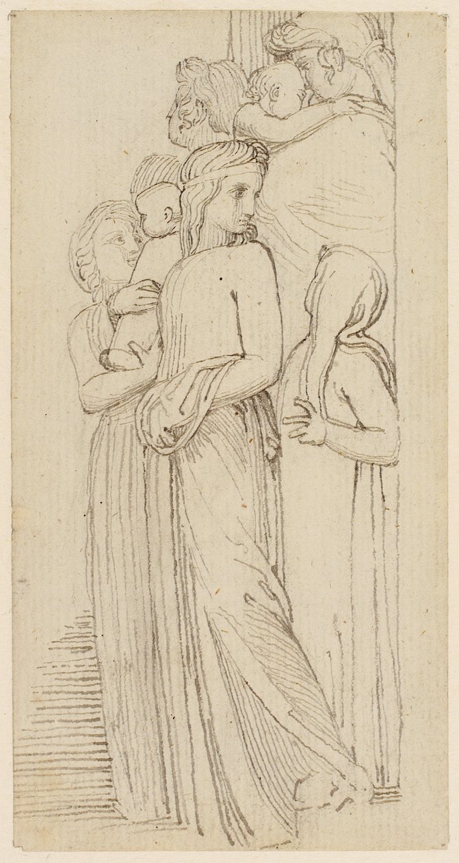 Un gruppo di donne e bambini in una porta da John Flaxman