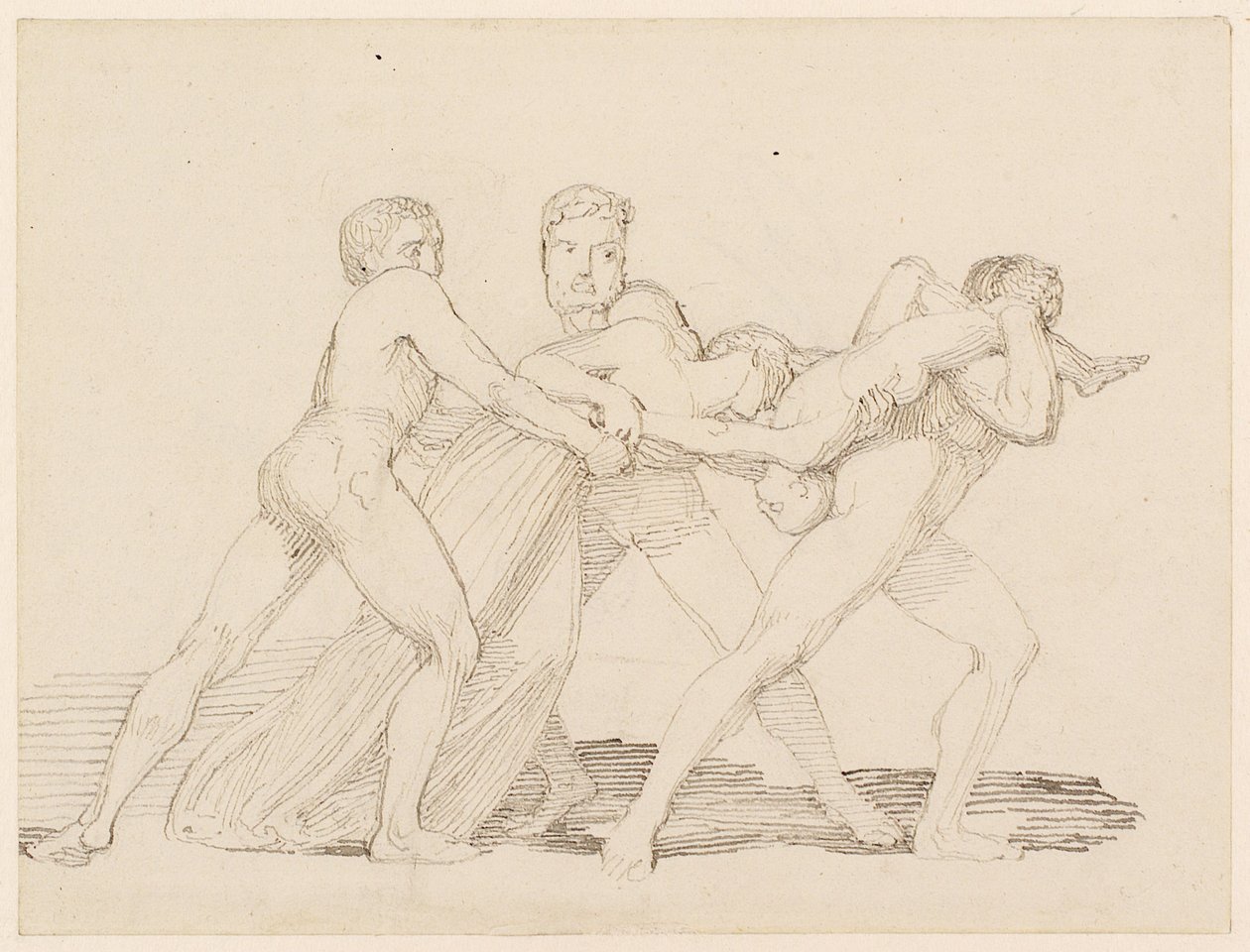 Tre uomini che tentano di strappare un bambino da una donna da John Flaxman