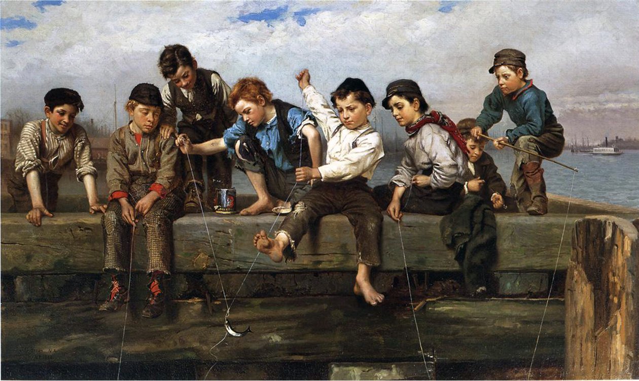 Ragazzi che pescano, 1880 da John George Brown