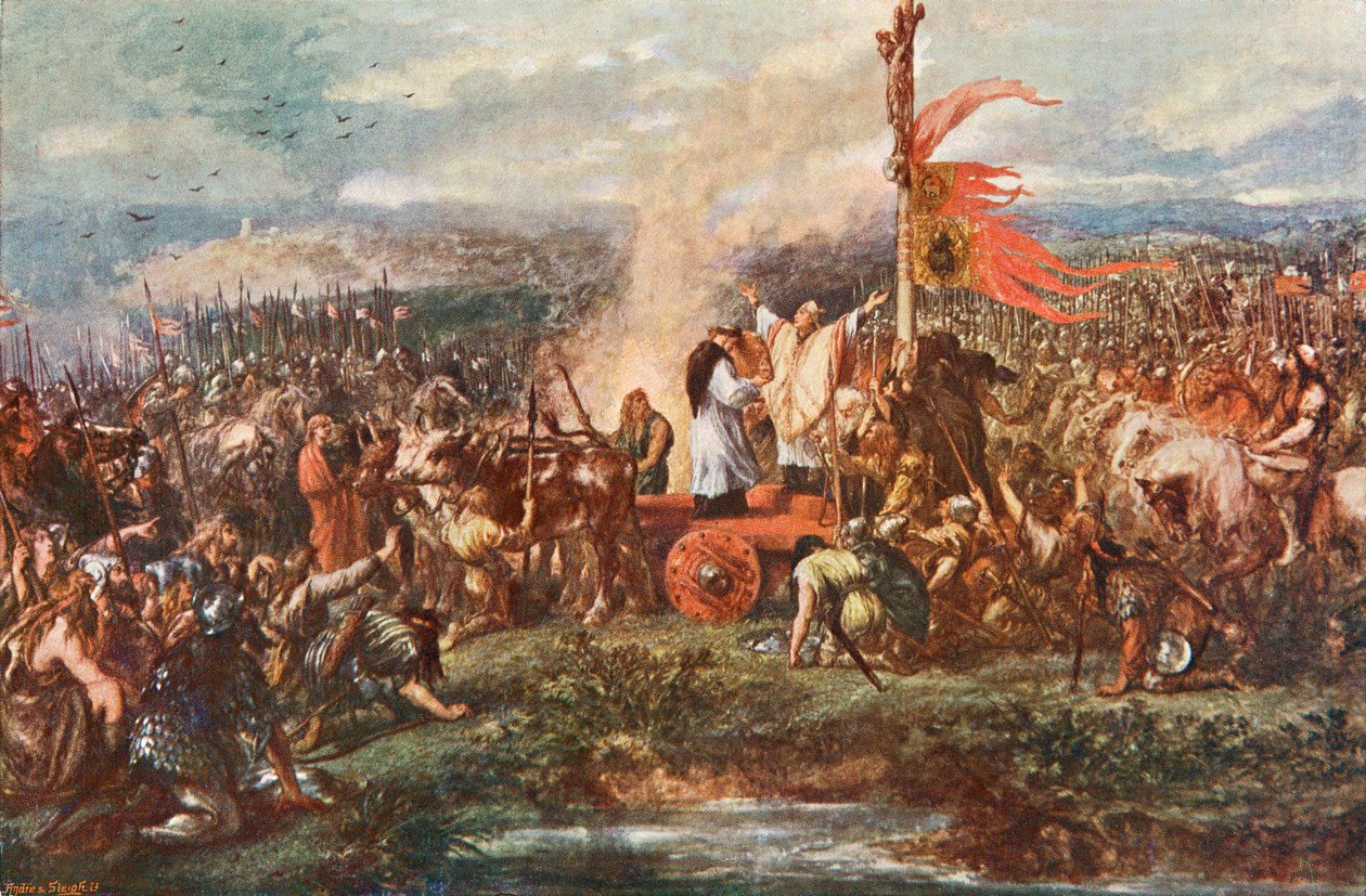 La battaglia dello Stendardo, alias la battaglia di Northallerton, 22 agosto 1138, Cowton Moor vicino a Northallerton, Yorkshire, Inghilterra da John Gilbert