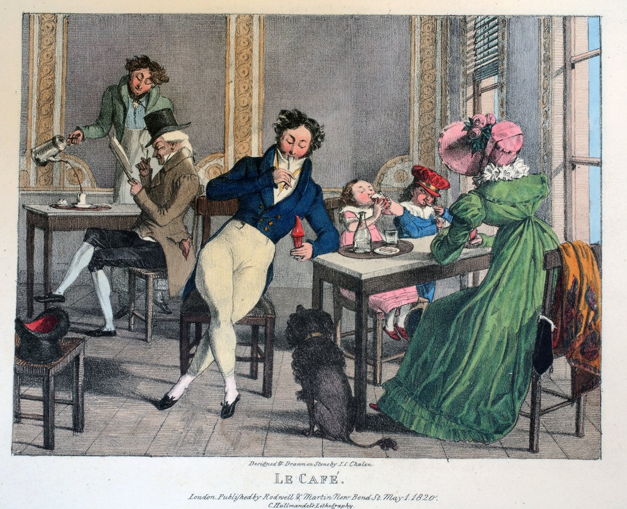 Le Cafe, pub. da Rodwell e Martin, 1820 da John James Chalon