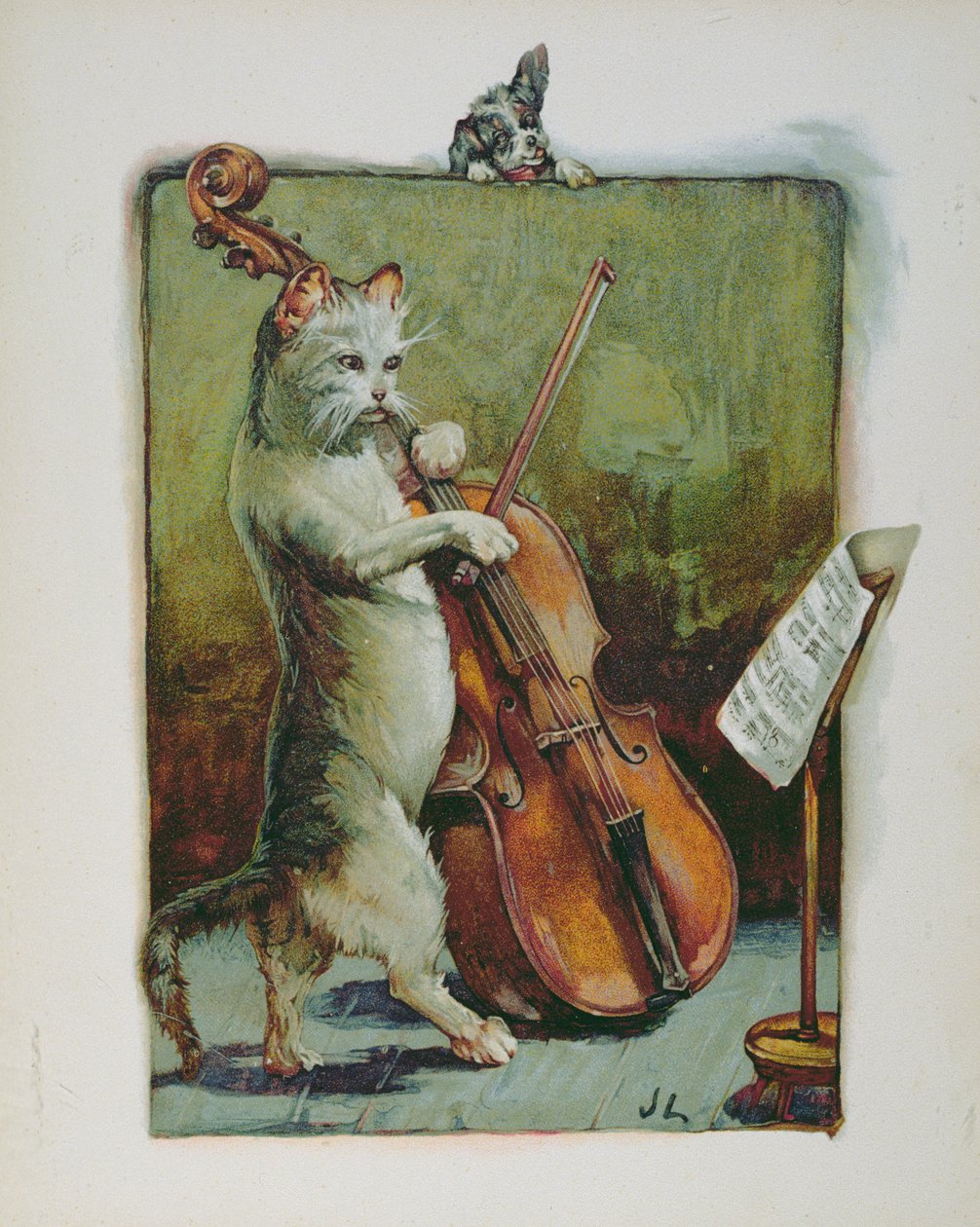 Il gatto e il violino, da un libro illustrato di filastrocche per bambini da John Lawson