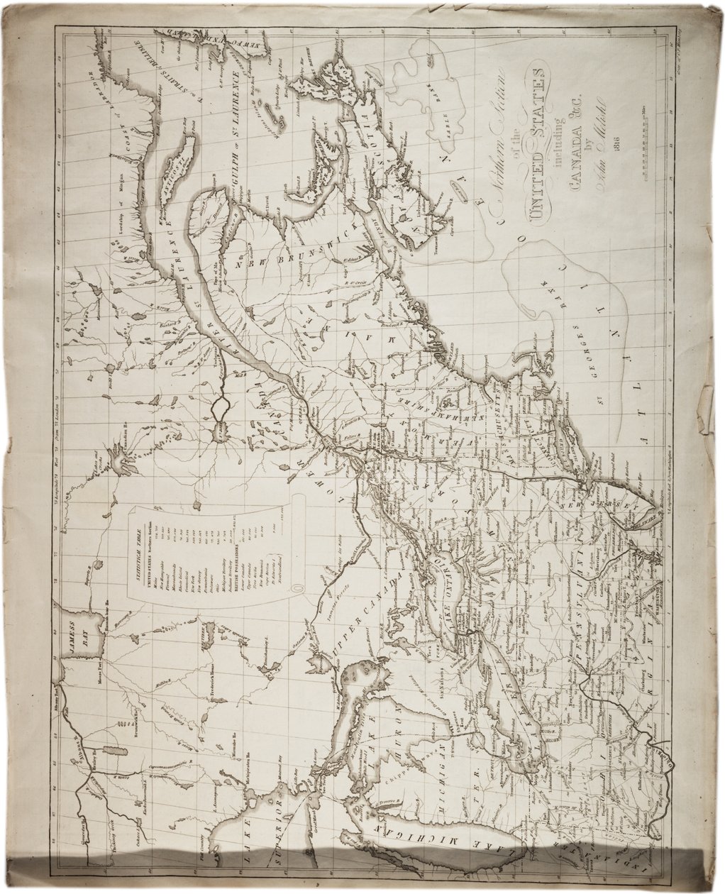 Mappa degli Stati Uniti, 1816 da John Melish