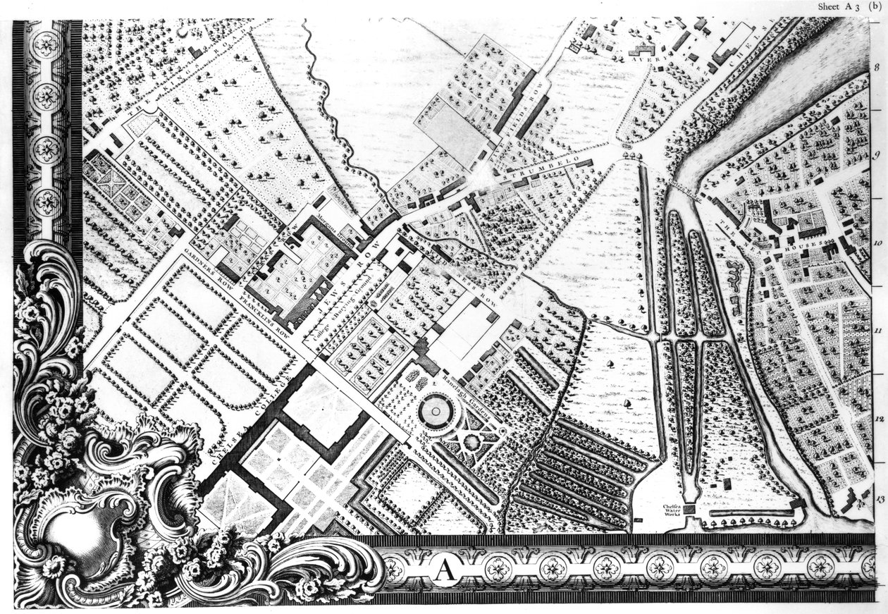 Una mappa di Chelsea, 1746 da John Rocque