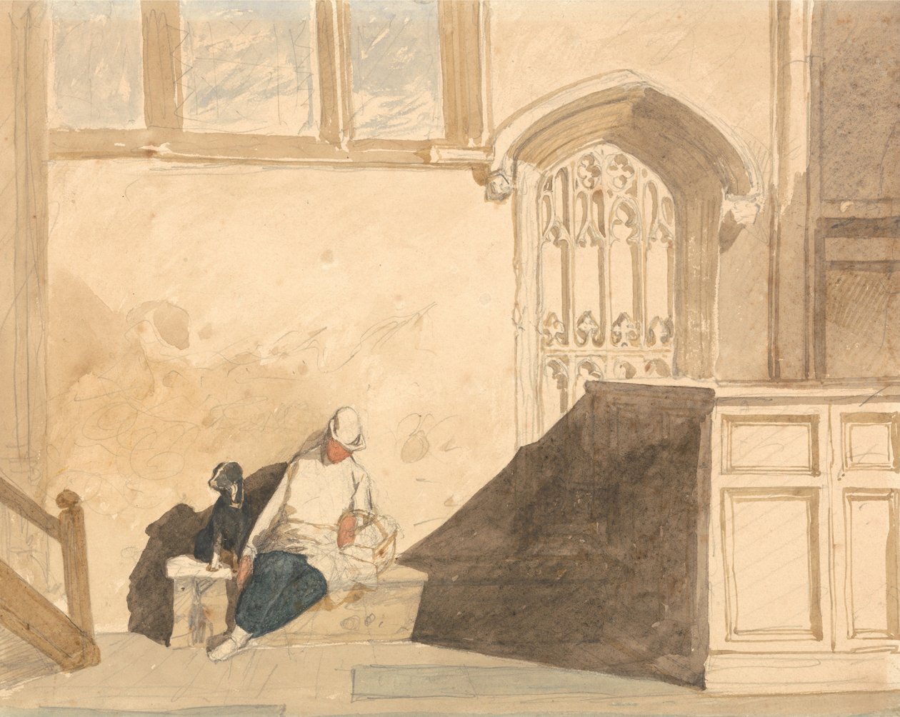Ragazzo di commissioni addormentato in una chiesa da John Sell Cotman