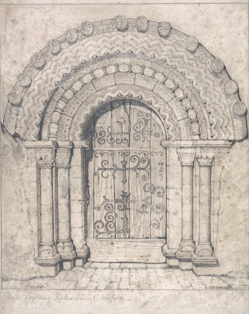 Porta nord della chiesa di Hales, Norfolk da John Sell Cotman