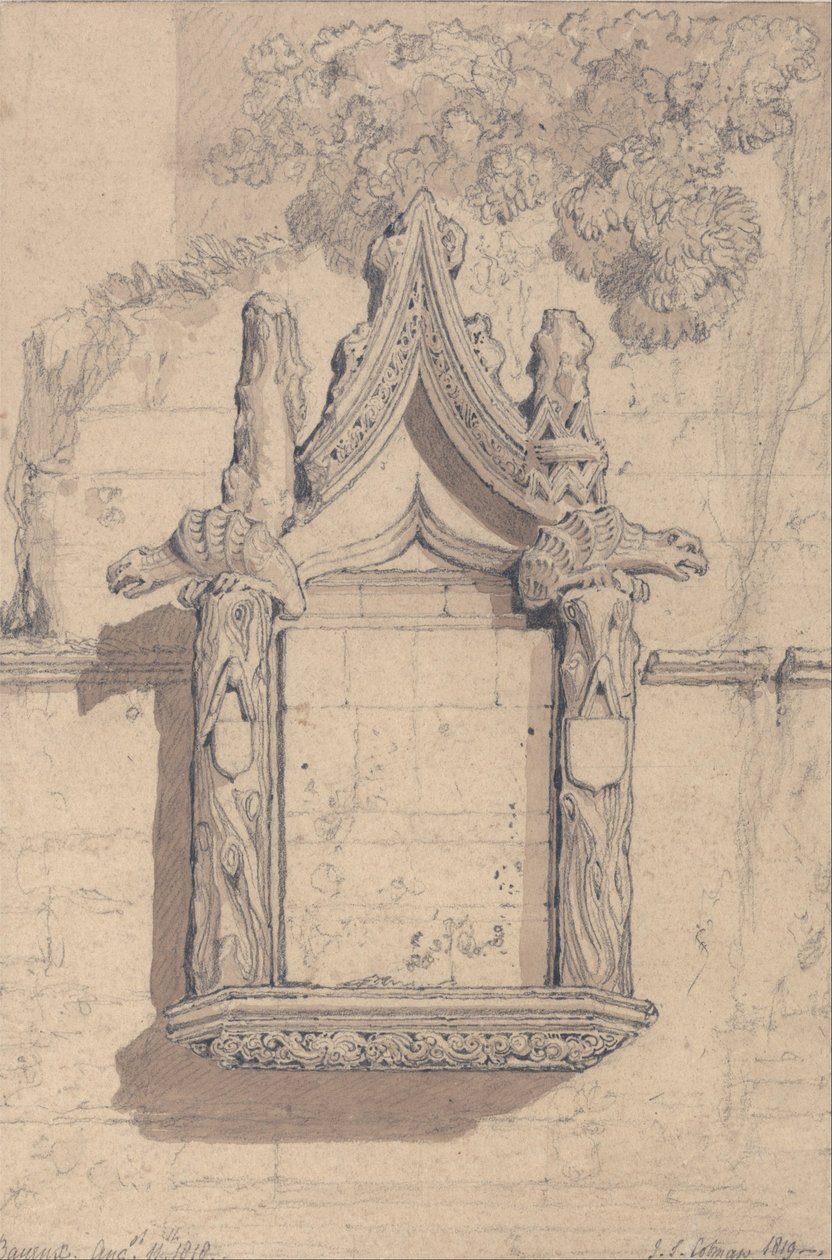 Scultura su una casa sul lato nord della cattedrale di Bayeux da John Sell Cotman
