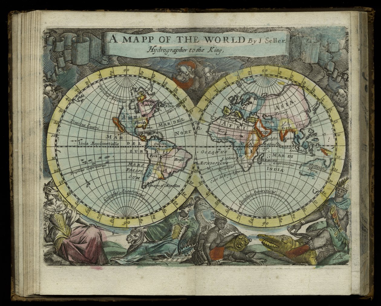Una mappa del mondo da Atlas maritimus di John Seller, 1682 da John Seller