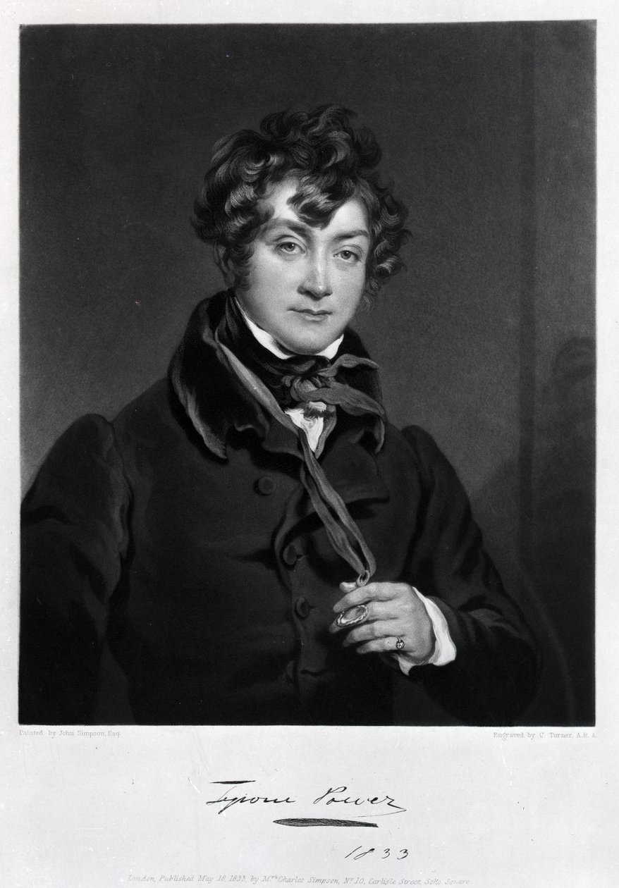 Tyrone Power, inciso da James Sands, c.1833 da John Simpson