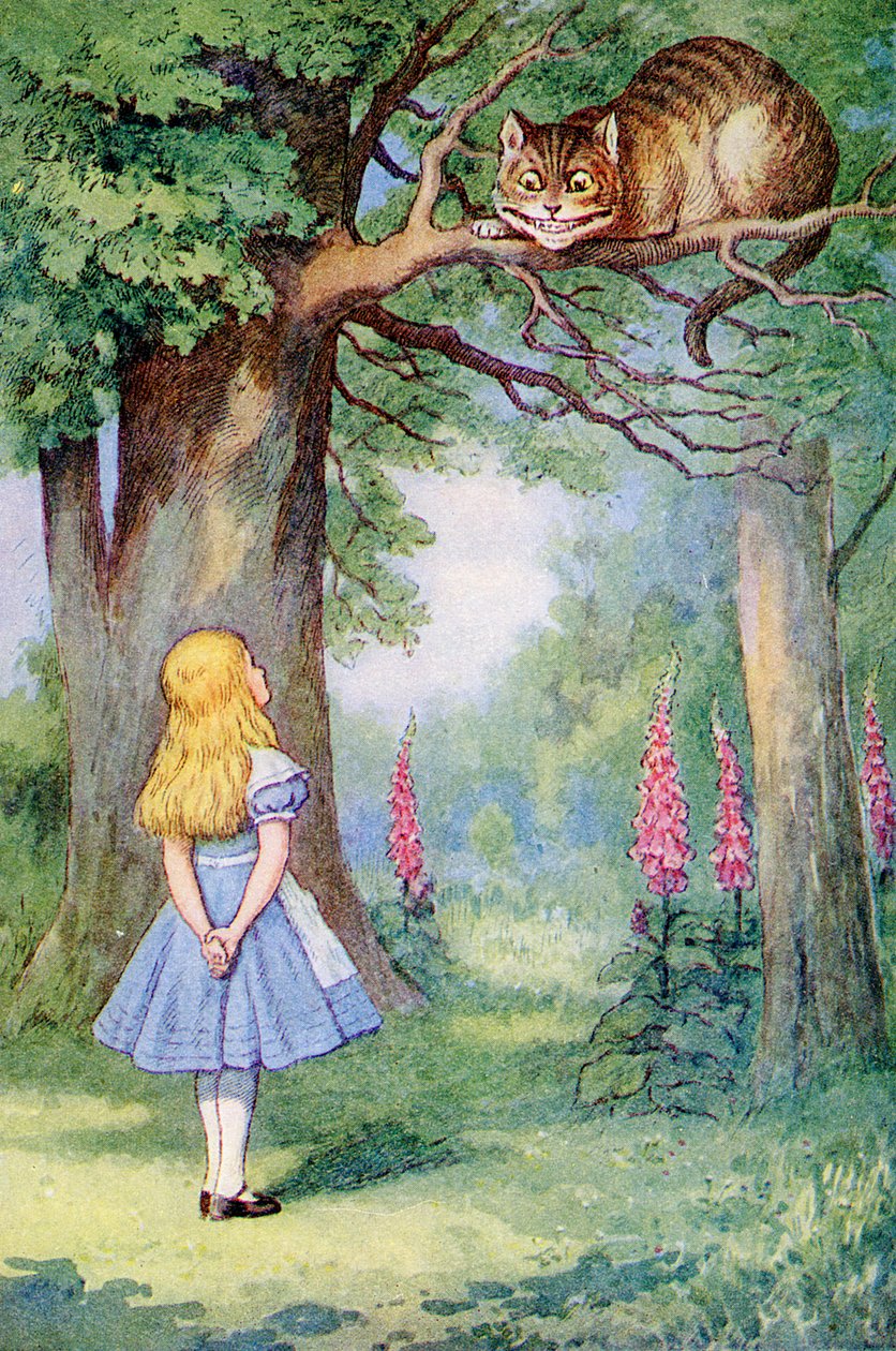 Alice e il gatto del Cheshire, illustrazione da 