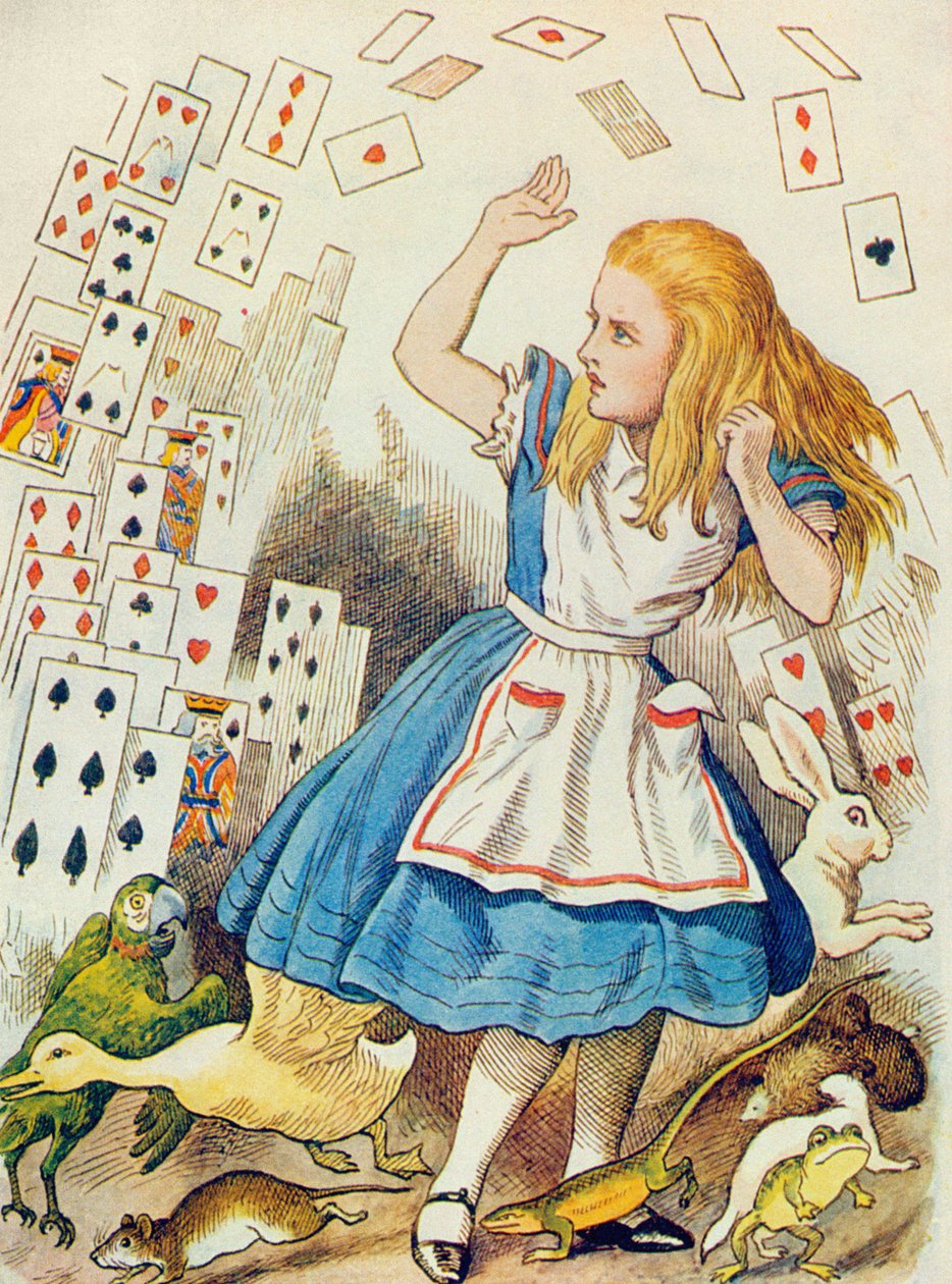 La pioggia di carte, illustrazione da 