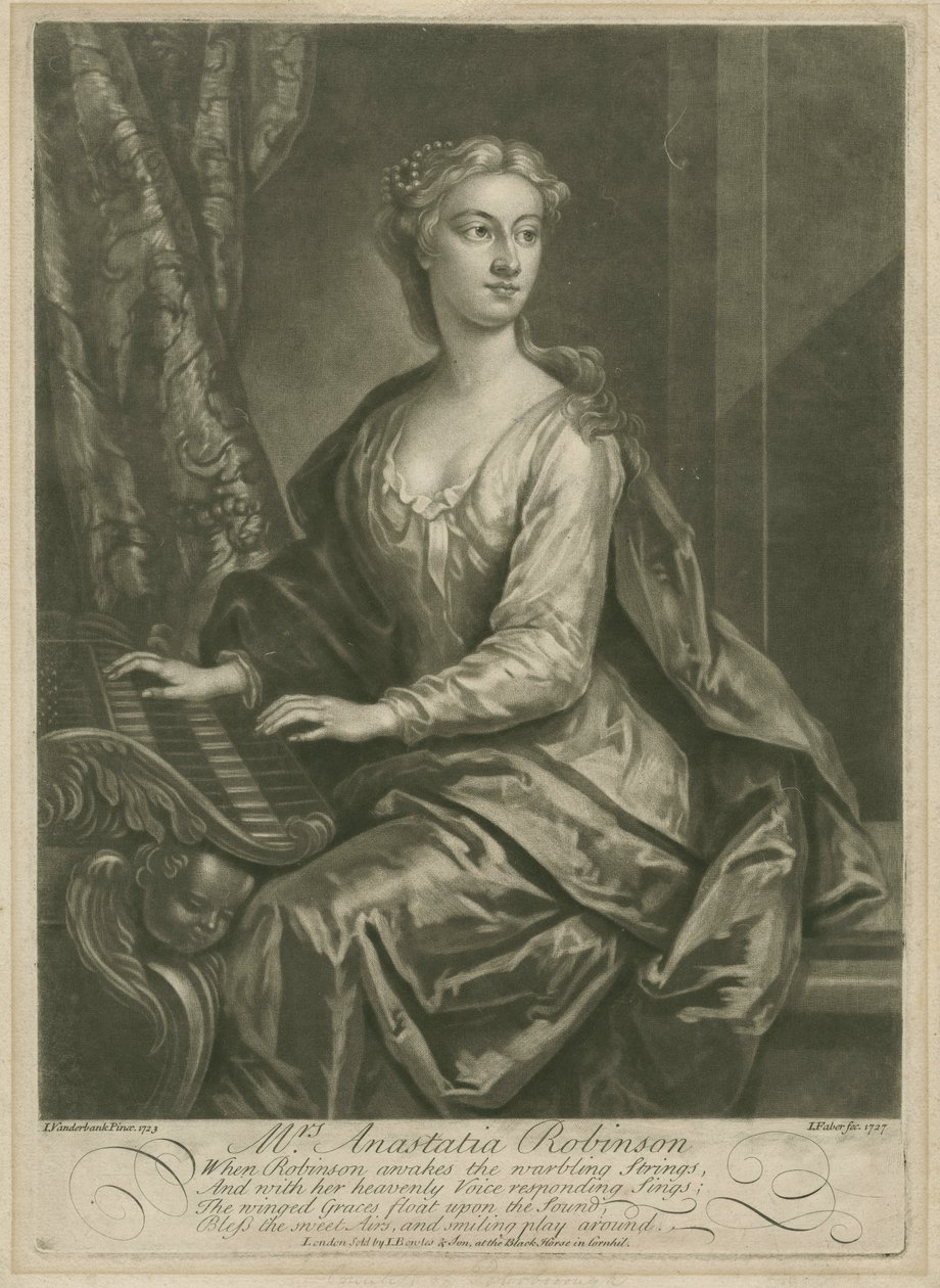 Mrs. Anastasia Robinson, inciso da John Faber il Giovane, 1727 da John Vanderbank