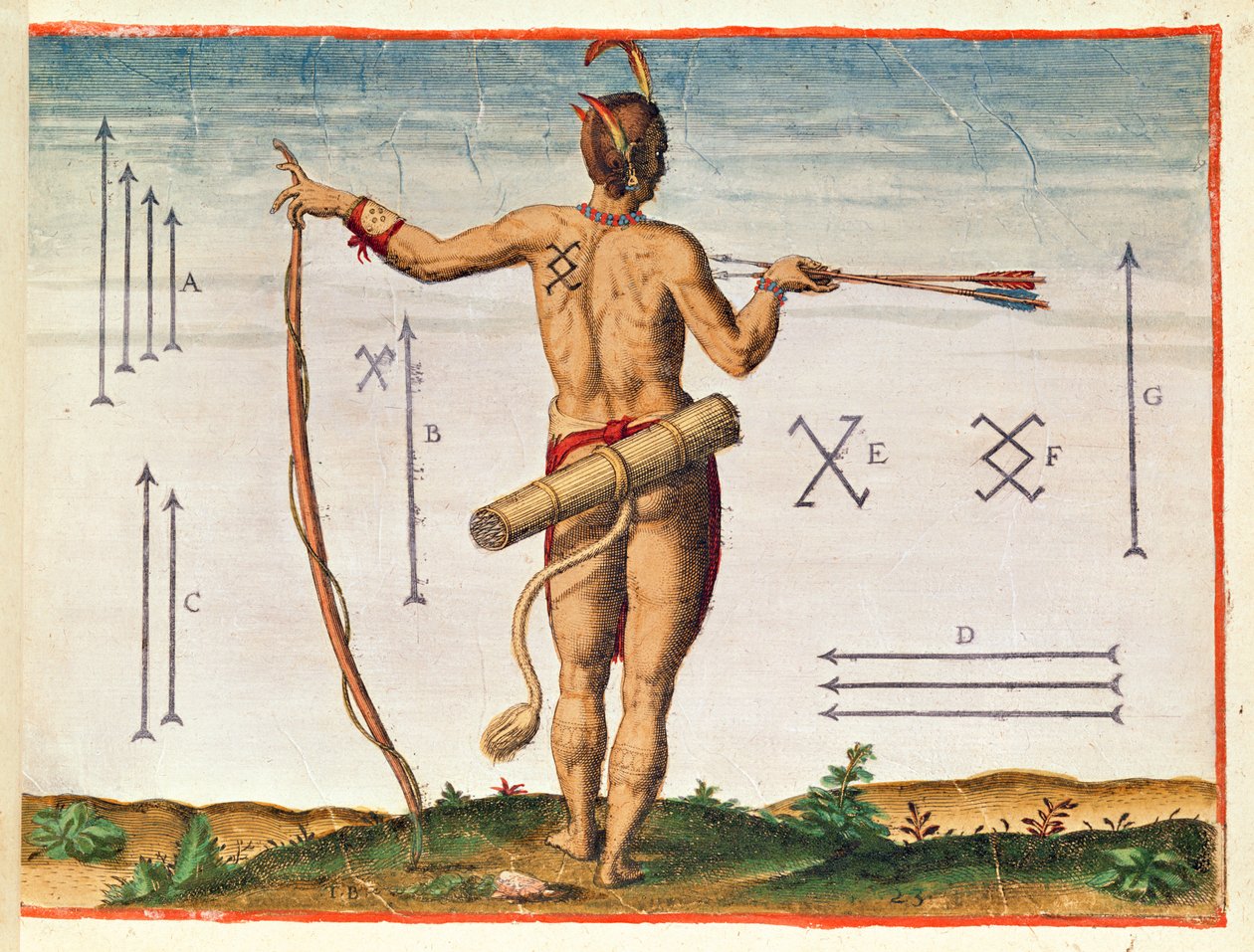 Segni distintivi di un guerriero della Virginia, da Admiranda Narratio da John White
