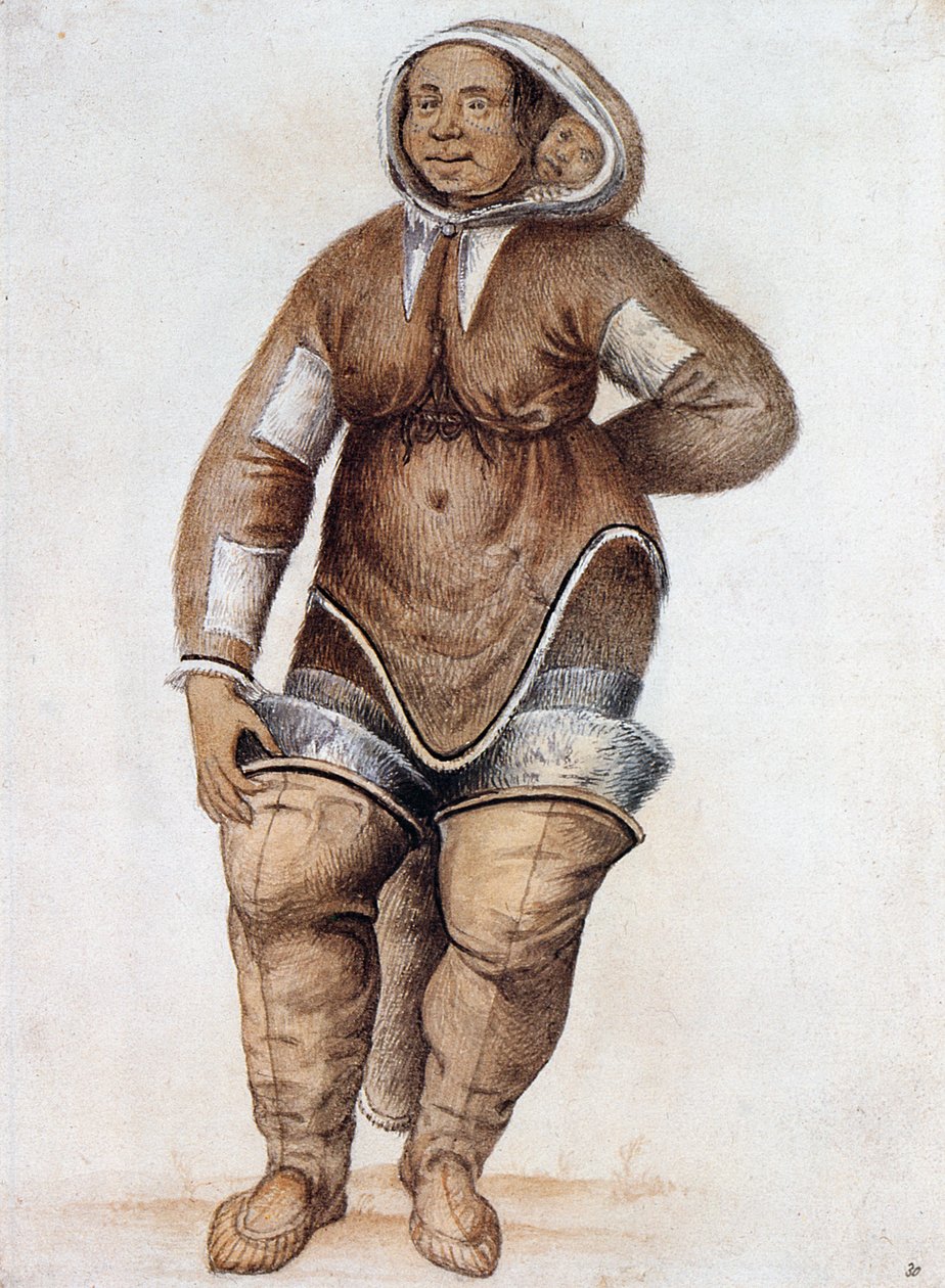 Donna eschimese (Inuit) e bambino da John White