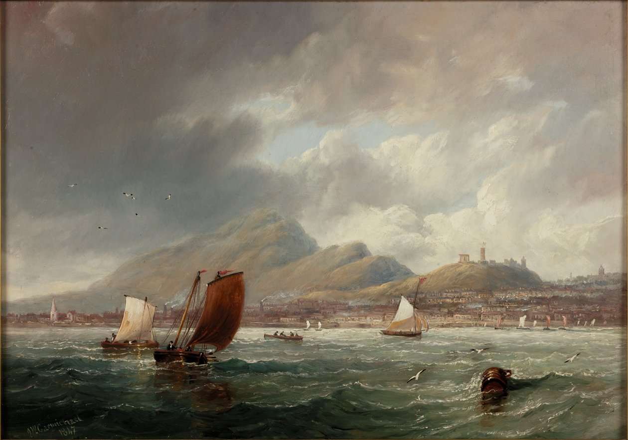 Leith ed Edimburgo dal Firth of Forth, 1847 da John Wilson Carmichael